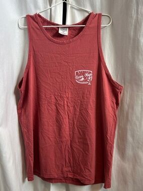 US Vintage Riviera Maya Mexico Graphic Tank Top Coral Red Size Large